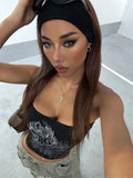 GETADME Women Gothic Print Tube Top Summer Y2K Clothes Sleeveless Off the Soulder Crop Top Streetwear