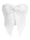 Women Sexy Sheer Lace Frill Tube Top Y2k Going Out Crop Tops Strapless Sleeveless Bandeau Summer Fairy Cami