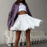 GETADME Summer Vintage Fashion Skirts For Women High Waist Elegant Solid A Line Ruffle Mini Skirts Lady Casual Street Chic Short Dresses