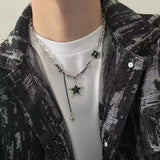 GETADME Punk Stainless Steel Star Geometry Pendant Necklace for Men Hip Hop Elements Jewelry