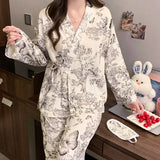 GETADME Sleeping Wear for Woman Pajamas Set Ensemble Pyjama Femme Ladies Pyjamas Femmes Sexy’ Homewear Home Set Female Pajama Women Suit