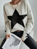 Knitted Women's Sweater Loose Casual O-neck Star Thick Casual Pullover Female Jumper Elegant Winter Autumn Trendy Sweater
