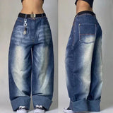 GETADME American Y2K Fashion Trend Loose Straight Jeans Women Street Hip Hop Vintage Joker Oversized Wide-leg Pants Unisex Mopping Jeans