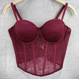 GETADME Floral Lace Lady Bustier Elegant Shaping Sexy Lace Women Corset Girls Slim Evening Wear Crops Lady Short Sweet Body Shaper Top