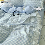 GETADME 3 Piece Sheet Set  pink plaid duvet cover Set ， comfortable Bedding Set Bedspread for All Season