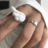 GETADME Subculture Cute Angel Wing Ring INS Star Opening Adjustable Rings Unisex Punk Gothic Jewelry Accessories Gift
