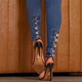 GETADME Spring 2025 Fashion Button Jeans Women Casual Skinny Pencil Pants High Waist Slim Stretch Denim TrousersLady Butt Lifting Jeans