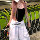 GETADME MEXZT Y2K 화이트 카고 팬츠 여성 스트리트웨어 자수 배기 스웨트 팬츠 하라주쿠 와이드 레그 조거 팬츠 여름 오버사이즈 팬츠 신상품 