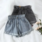 GETADME PTKPCC New Summer Korean Retro High-waist Loose  Jeans Shorts Women Versatile Edge Casual Hot Pants Women Clothing Jeans PTKPCC