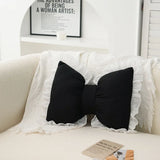 GETADME Modern Simple Sofa Pillow Living Room Bedside Cushion  Cute Bow Back Lace Edge  Comfortable and Breathable Pad