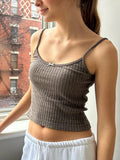 Débardeurs rétro en maille côtelée avec nœud papillon pour femme, été, en coton, bordure en dentelle, décontractés, sans manches, style vintage chic, crop top slim Y2K