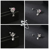 GETADME ZS 1 Piece 20G Cute Heart Stud Earring For Children Women Pink CZ Crystal Earrings Ear Cartilage Helix Conch Piercing Jewelry