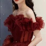 GETADME 여성용 오프숄더 스웨트 드레스, 여아용 드레스, 공주 드레스, 신부 들러리 드레스, 연회 드레스, 파티 무도회 드레스, 연예인 드레스 패션