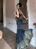 Getadme Winter Vintage Denim Skirt Women Patchwork Irregular Fishtail Y2k Skirts Female Casual Korean High Waist Retro Jeans Skirt 2025