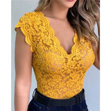 GETADME Women Tops Summer Sexy Lace Crochet Cardigan Casual Solid Color Trend Lace Hollow Out Top For Ladies
