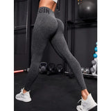 GETADME Women Summer Seamless Solid Sports Leggings with High Waist Hip Lifting Letter Pants Fitness Yoga PantsTraining Leggings