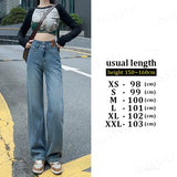 GETADME OUSSYU Woman Jeans High Waist Straight Wide Leg Cotton Denim Clothing Blue Streetwear Vintage Fashion Harajuku Women Trousers