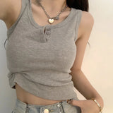 GETADME Tank Top for Women Ribbed Button Down Sleeveless Blouse Solid Color Casual Women's Teens Trendy Basic Summer Dresses