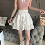 GETADME Mini Dress Women's Summer Cool White Cake Skirt High-Waisted A- Line Petite Sweater Umbrella Skirt For Winter Season