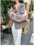 GETADME Short Woolen Jackets 2024 Autumn/Winter Korean-Style Metal Single Breasted Round Neck Loose Rabbit Hair Women Wool Coats