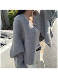 GETADME Short Woolen Jackets 2024 Autumn/Winter Korean-Style Metal Single Breasted Round Neck Loose Rabbit Hair Women Wool Coats