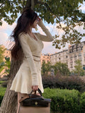 GETADME Solid Y2K Knitted Dress Women Long Sleeve Elegant Party Mini Dress Female Casual Korean Fashion Slim Sweater Dress Winter 2025