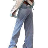GETADME Spliced Wide Leg Denim Pants High Waist Jeans Women Ankle Length Jean Washed Loose Fit Pockets Zipper Fly Basics Solid 2025