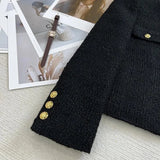 GETADME Spring Autumn 2024 New Coat For Women High Quality Sense Round Neck Small Fragrance Short Tweed Exquisite Coat Female French Top