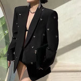 GETADME Spring Autumn 2025 Design Sense Fashion Heavy Industry Ladies Blazer Jacket Casual Korean Version Temperament Women's Suit Coat