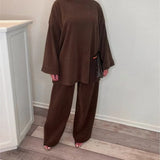 GETADME Spring Autumn Solid Color Corduroy Pants Sets Women Loose Long Sleeve Wide Legs Trousers Two Piece Set Female Commuting Clothing