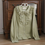 GETADME Spring Autumn Sweet Long Sleeve Lolita Shirt Women Doll Collar Lace Ruffle Cute Shirt Girls Japanese Gothic Y2k Top Blusas Mujer