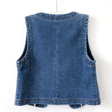 GETADME Spring Autumn Women's Short Denim Vest Jacket Single Breasted Korean Slim Casual Jeans Vest Female Waistcoat Tops Chaleco Mujer
