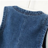 GETADME Spring Autumn Women's Short Denim Vest Jacket Single Breasted Korean Slim Casual Jeans Vest Female Waistcoat Tops Chaleco Mujer