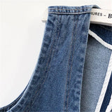 GETADME Spring Autumn Women's Short Denim Vest Jacket Single Breasted Korean Slim Casual Jeans Vest Female Waistcoat Tops Chaleco Mujer