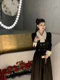 GETADME Spring New Elegant 2 Piece Sets Womens Vintage Black Blazer Skirts Suit Femme Outfits Autumn Korean Fashion y2k Clothes