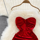 GETADME Spring Summer Sexy Maxi Dresses for Women Bodycon Velvet Strap Backless Female Robe Elegant Vintage Split Party Holiday New In