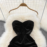 GETADME Spring Summer Sexy Maxi Dresses for Women Bodycon Velvet Strap Backless Female Robe Elegant Vintage Split Party Holiday New In