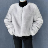 GETADME Street Fashion Luxury Faux Fur Coat Women Winter 2025 Hot Cool Girls Fluffy Short Fur Fox Jacket