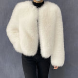 GETADME Street Fashion Luxury Faux Fur Coat Women Winter 2025 Hot Cool Girls Fluffy Short Fur Fox Jacket