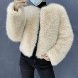 GETADME Street Fashion Luxury Faux Fur Coat Women Winter 2025 Hot Cool Girls Fluffy Short Fur Fox Jacket