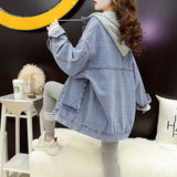 GETADME Streetwear Black Denim Jackets Women Korean Fashion Patchwork Hooded Spring Jacket Casual Chaquetas Veste Jeans Femme