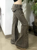 GETADME Streetwear Brown Gothic Y2K Jeans Baggy Women Aesthetic Denim Trousers Harajuku Vintage 2000s Trashy Cargo Pants Pantalones