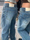 GETADME Streetwear Jeans 2025 New Bottoms Fashion Straight Wide Leg Pants for Women High Waist Loose Casual Trousers Y2k Pantalon Femme