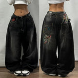 GETADME Streetwear New Fashion Oversized Print Baggy Jeans Women Y2K Gothic Harajuku Vintage Casual Joker High Waist Wide Leg Pants