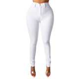 Jean en denim de coton GETADME, style européen et américain, taille haute élastique, noir, coupe ample.