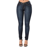 Jean en denim de coton GETADME, style européen et américain, taille haute élastique, noir, coupe ample.