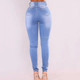 Jean en denim de coton GETADME, style européen et américain, taille haute élastique, noir, coupe ample.