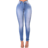 Jean en denim de coton GETADME, style européen et américain, taille haute élastique, noir, coupe ample.