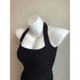 GETADME Summer Knitted Suspender Backless Crop Tops Women's Neck Strap Sleeveless Sexy Red Vest Vintage Tank New