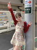 GETADME Summer Lace Kawaii Dress Women Vintage Sleeveless Elegant Sweet Mini Dress Female Floral Print Korean Designer Strap Dress 2025